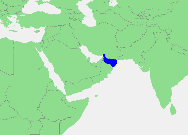 Map showing the location of the Gulf of Oman between Iran, Pakistan, Oman and the United Arab Emirates